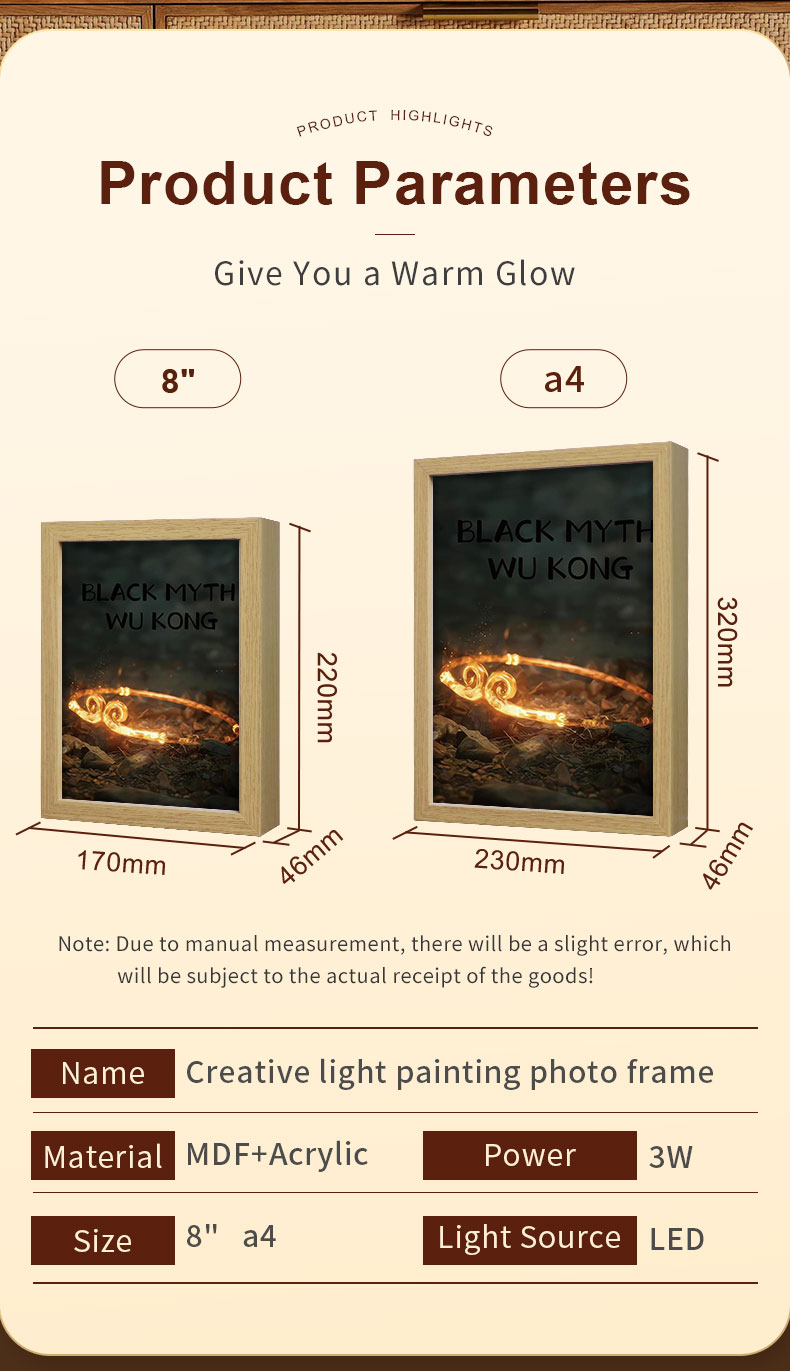 Monkey King Journey to the West Rectangular Night Light for Bedroom and Study Decor