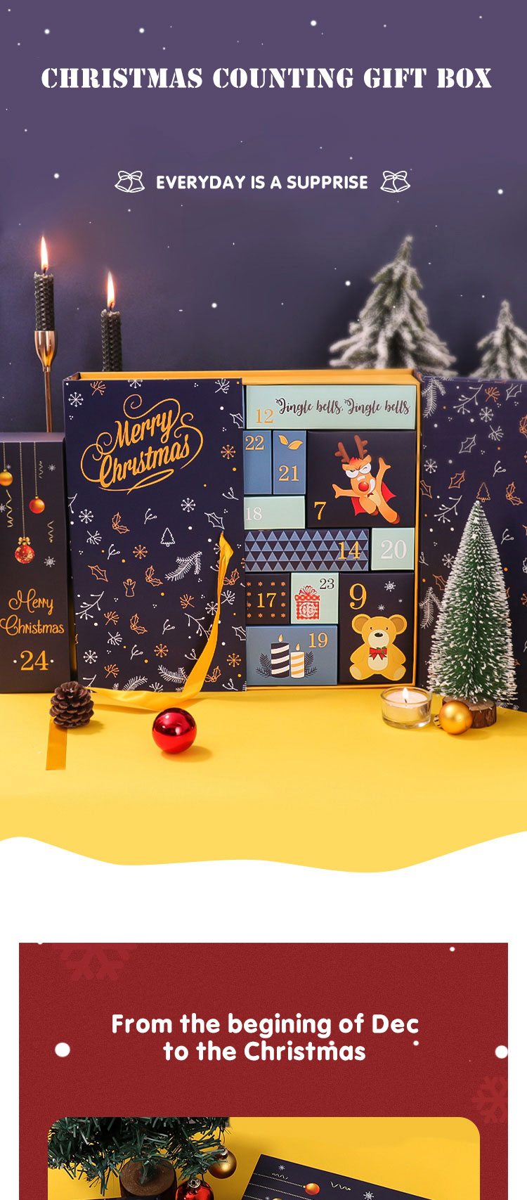 Countdown Cardboard Gift Packaging Box Empty Advent Calendar Boxes