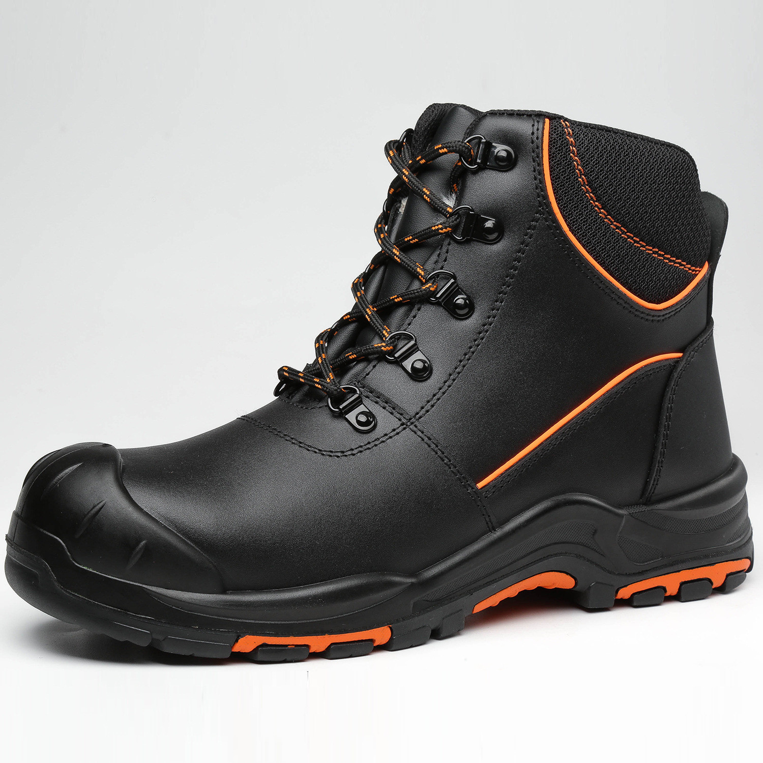 Hight Cut Cow Leather Shoes Slip Resistant / Wear Resistant Steel Toe Winter Shoes