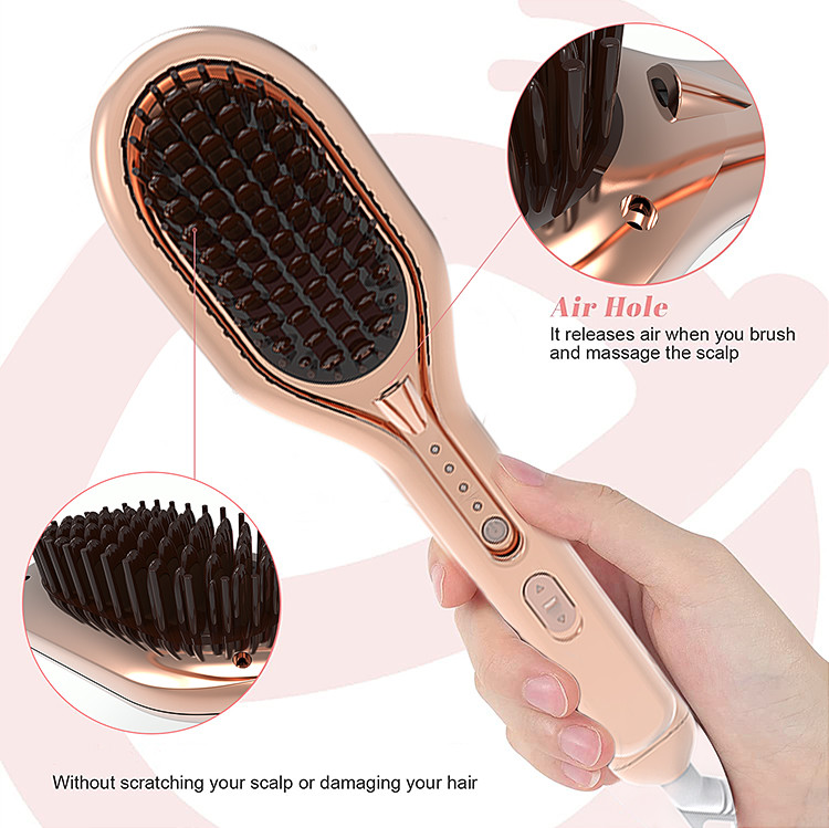 42W Electric Hair Brush Straightener PTC Heater Plastic Aluminum Material
