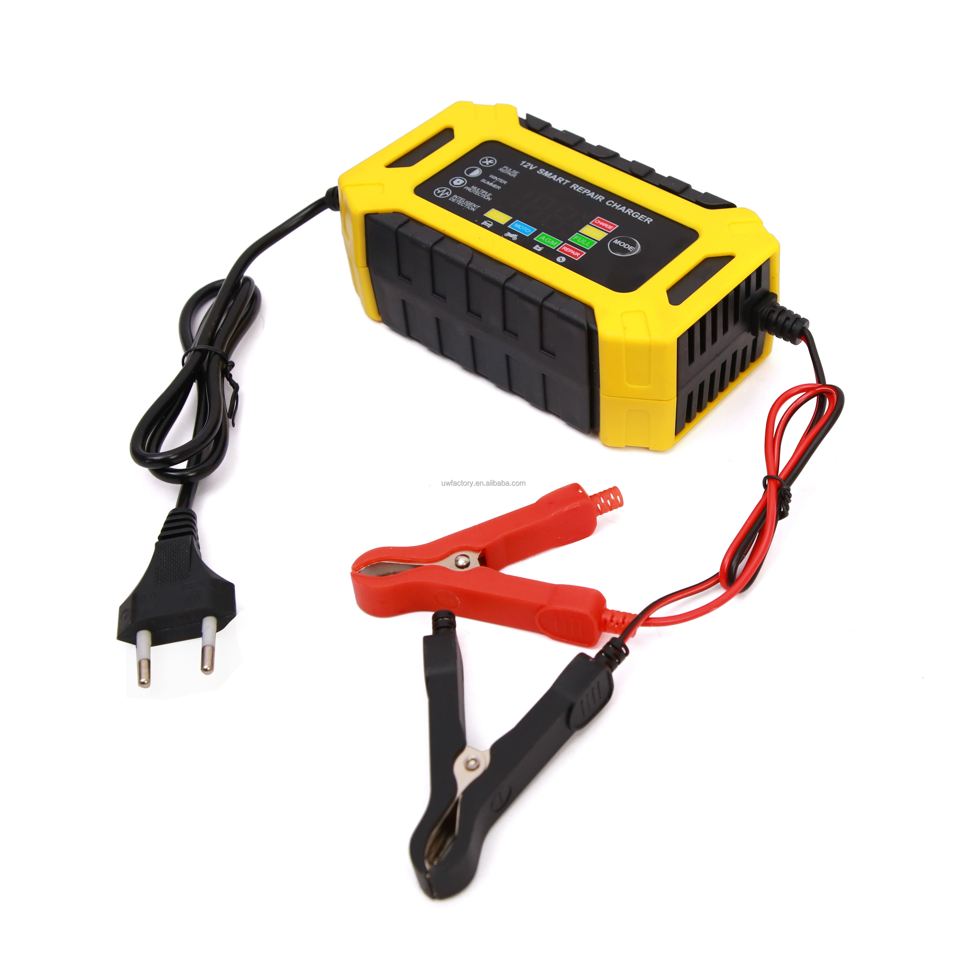 Connector Current Protection 12V 10A 8A Smart Digital Display Pulse Repair Car Battery Charger for AGM Gel EFB Battery