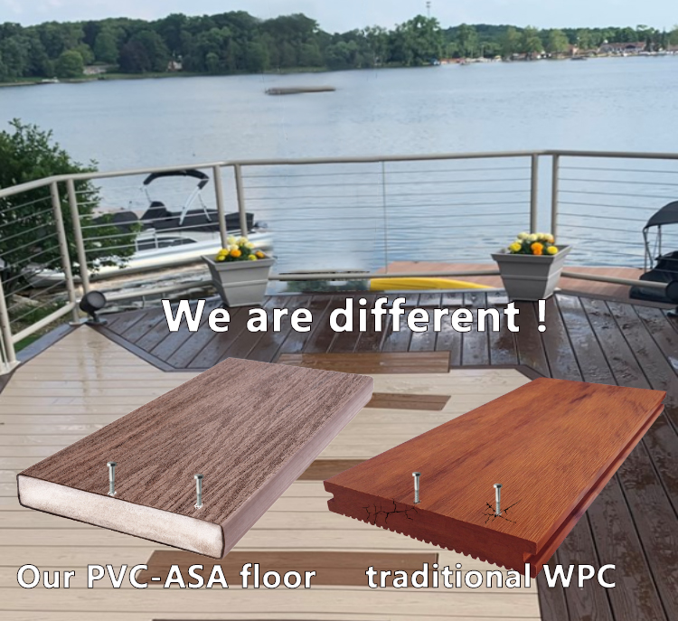 140mm*25mm Anti-fading Solid PVC Decking for Outdoor Garden Eco-friendly Asa Capped