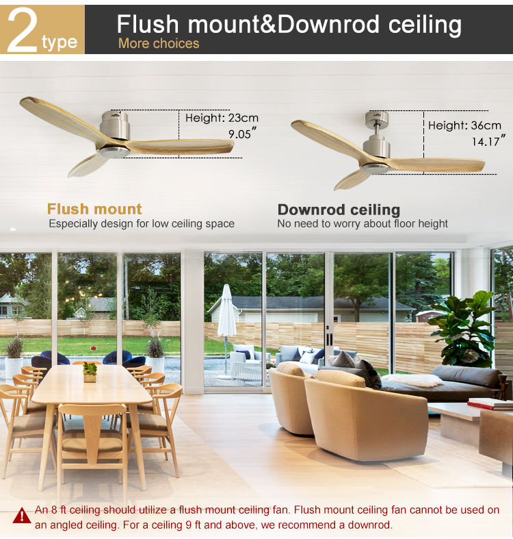 Solid Wood Blades DC Ceiling Fan with Large Airflow Class A Energy Efficiency Rating