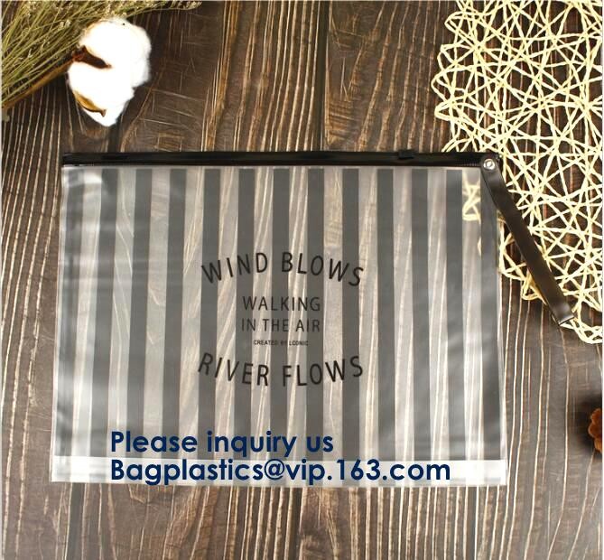 Hot Sale Waterproof Frosted Slider PVC Zipper Bags Wholesale Custom Printed Plastic Transparent Zip lockk Cloth Bag