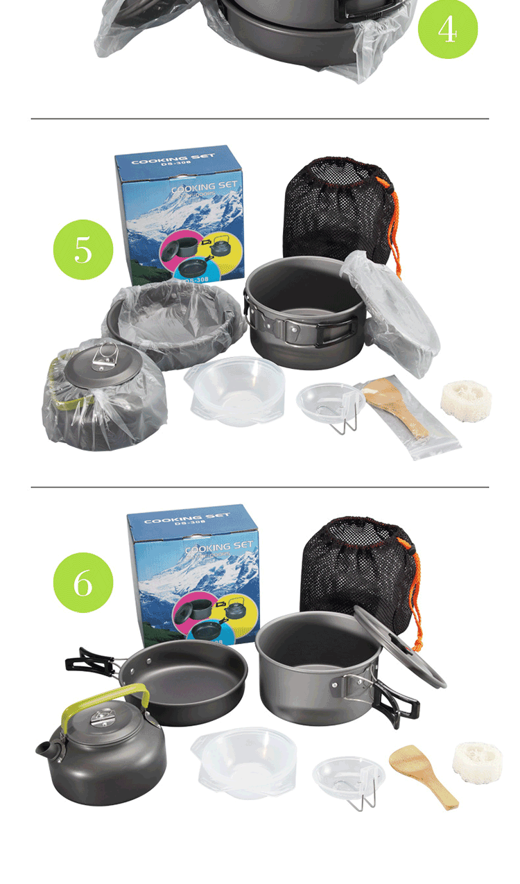 Factory TOP Seller Outdoor Camping Cookware Mess Kit Portable Picnic Pot Pan Camping Cooking Set For Out Door Hiking