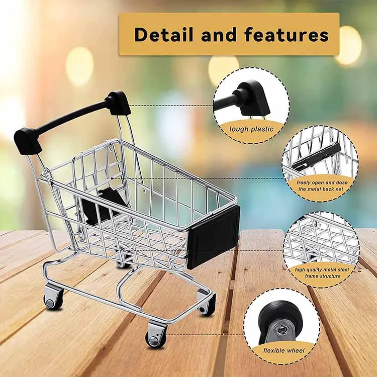 Mini Supermarket Accessories Kids Metal Shopping Cart Cute Baskets