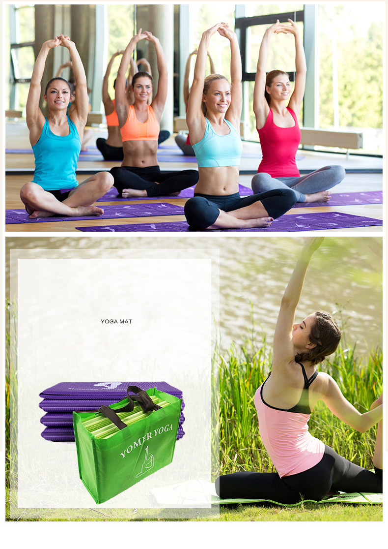 Portable Foldable Gym PVC Material 8mm Non Slip Yoga Mat For Exercise Bodybuilding