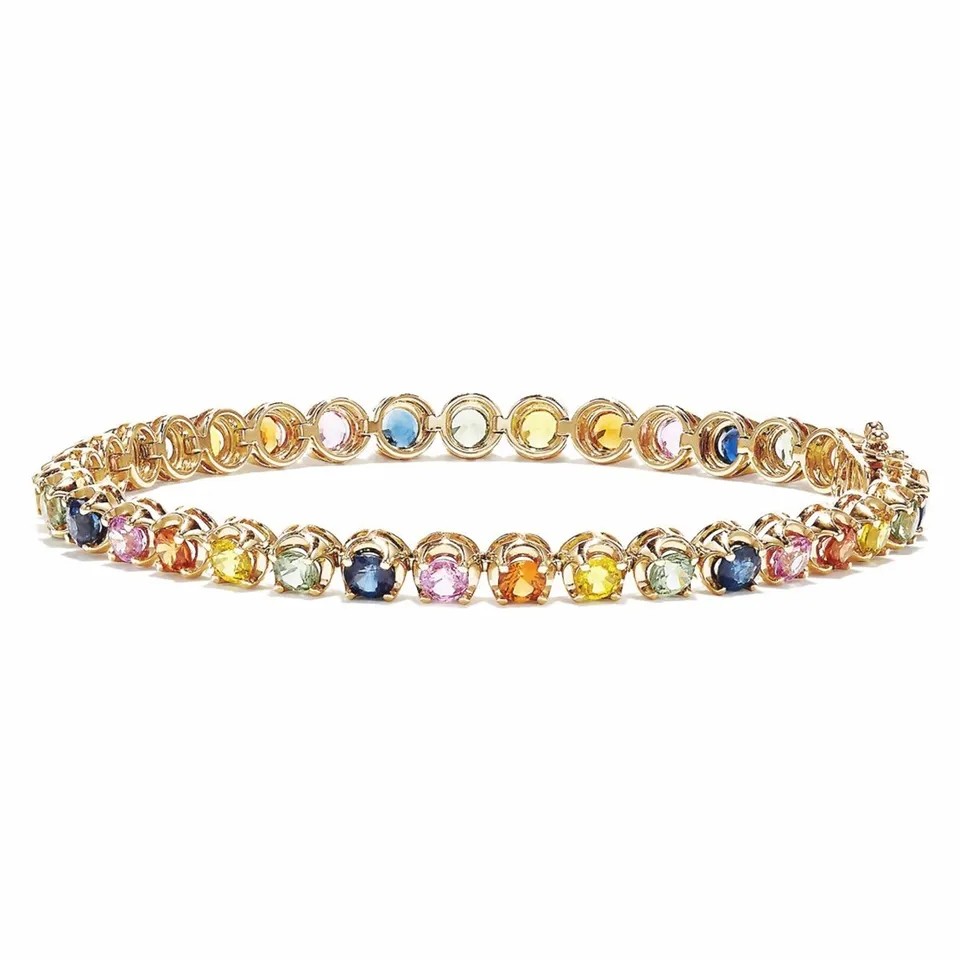 New design 925 Sterling Silver Oval Multi Color Cubic Zirconia CZ Fashion Tennis Bracelet for Women