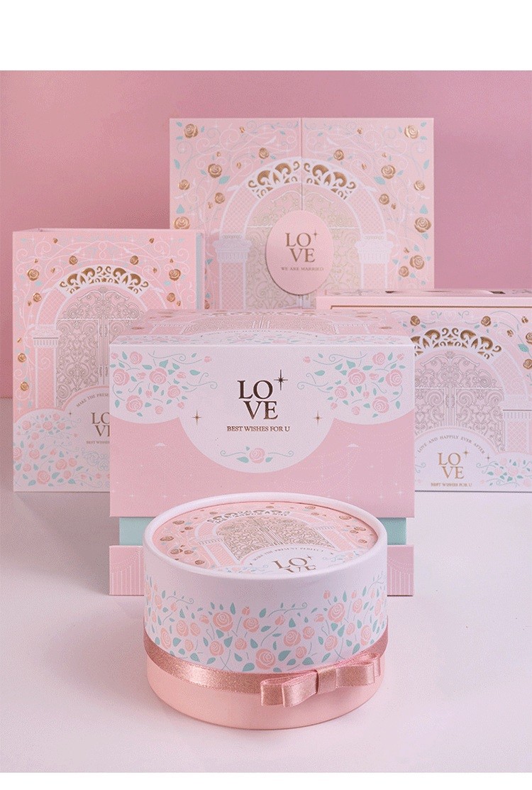 Pink gift box fairy design white cardboard birthday exquisite gift box packaging customizable box