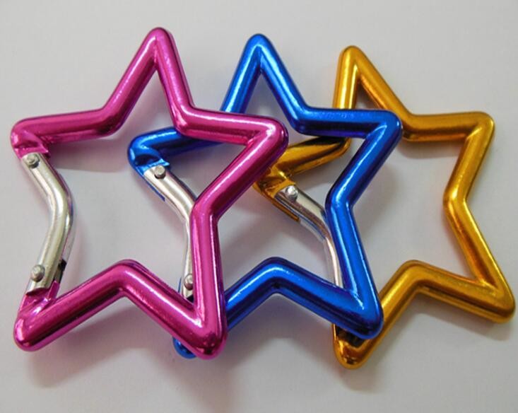 Star Shaped Assorted Color Aluminum Carabiner Aluminum Snap Hook