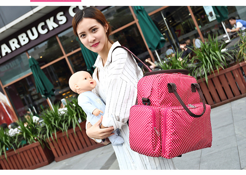 Waterproof Anti-theft Nappy Tote Diaper Bag Multi-Function Travel Backpack Maternity Diaper Shoulder Bag with Changing Mat