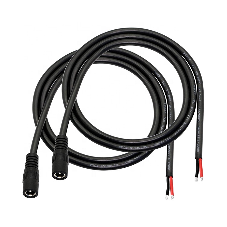 Male Female DC Barrel Jack 2.1x5.5mm Socket Connector to Open Bare Wire Pigtail Power Charger Cable