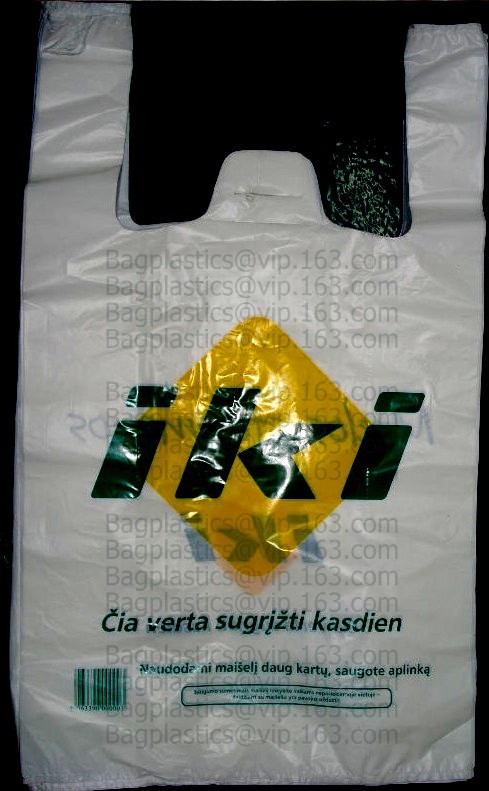 Large Plastic Grocery T-Shirt Bags - Plain White,Thank You Grocery Shopping Bags Biodegradable Reusable Recyclable Pack