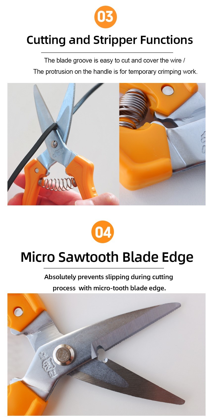 SINSEUNG SB101 Hardware Scissors Wire Stripping Anti-Slip Sawtooth Blade