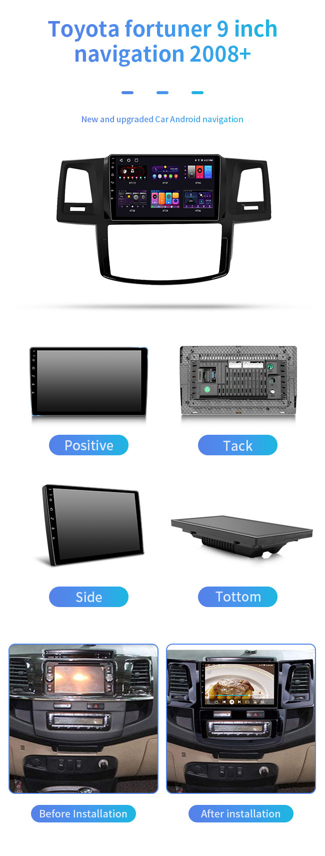 9 Inch 4GSIM Android Car Multimedia Touch Screen 8 Core Navigation For Toyota Hilux