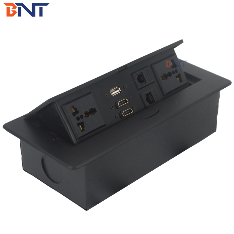 Office table mounted round corner multimedia table top socket box