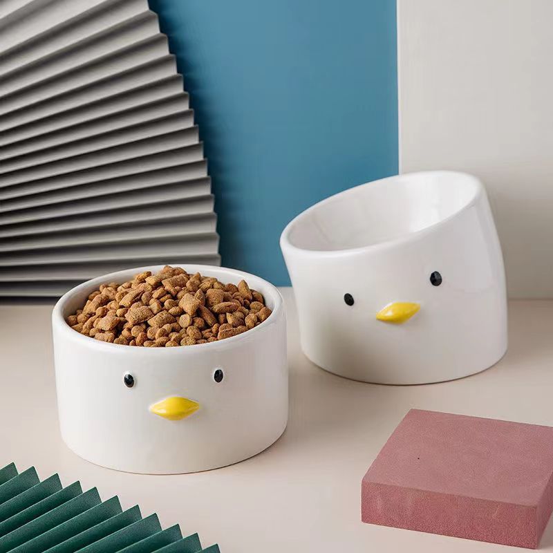 Personalized Ceramic Pet Bowl Chicken Shape For Cat Dog Food Water OEM