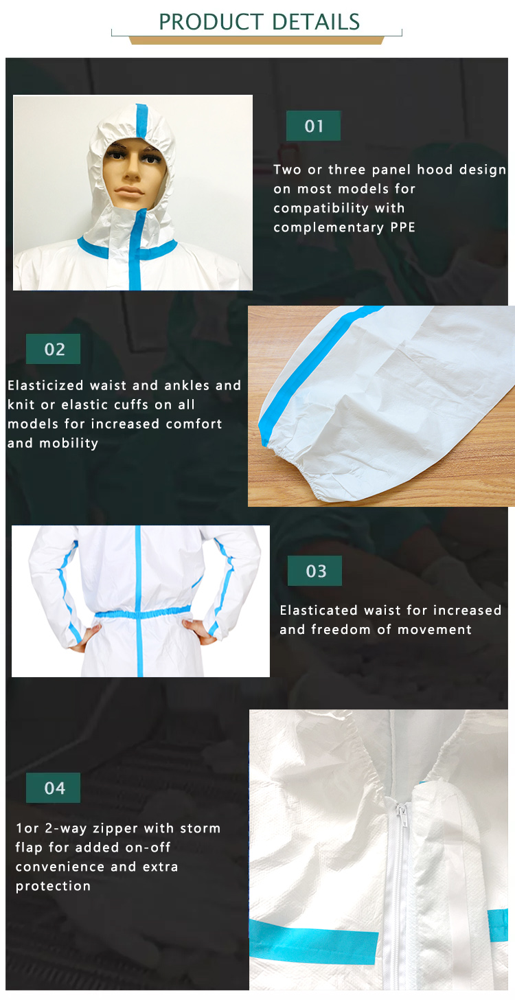 Disinfect Bio Security Type 4 Disposable Coveralls 65g SF Microporous Suit For Men Women