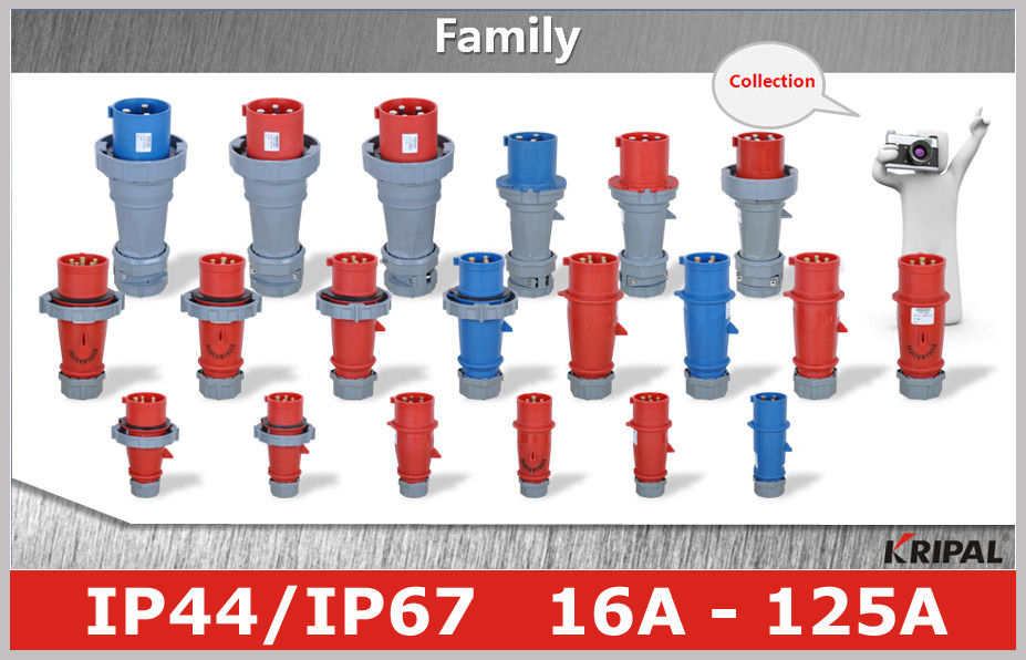 European Standard IEC 16A Industrial Plugs , Pin And Sleeve Electrical Connectors