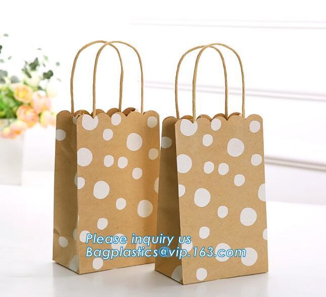Custom Printed Accept Wholesale Stock White Brown Kraft Paper Shopping Bag With Handle No Minimum, carrier handle bags