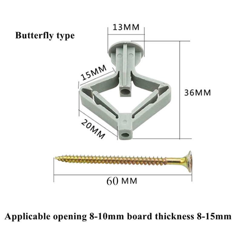 Small Plastic Heavy Duty Toggle Anchors / Butterfly Wall Plug Many Sizes