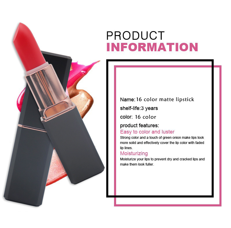 16C Color Matte Lip Stick 8×2cm Wesson Beauty Waterproof Lipstick