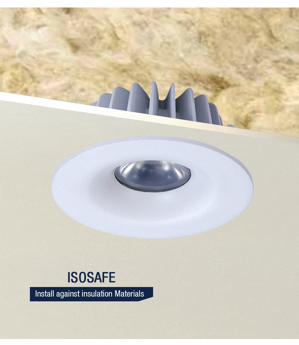 Warm White Dimmable COB LED Downlight Durable Recessed 9W IP54