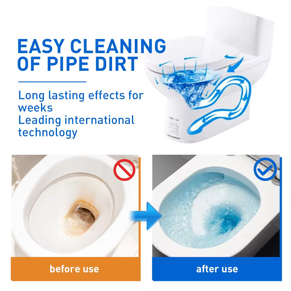 OEM Long Lasting Cistern Toilet Cleaning Tablet Deodorizer Bleach Cleaning Effervescent Blue Toilet Bowl Cleaner Tablets