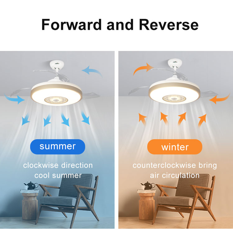Invisible Design LED Ceiling Fan with Smart Night Light and DC Motor 3000K/4500K/6000K