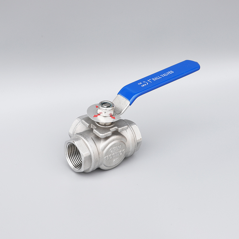 Stainless Steel CF8/CF8m Thread End L/T Port Three Way Ball Valve