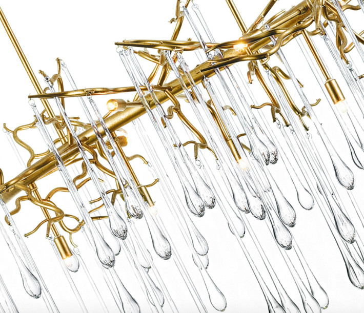 80 CRI Modern Crystal Chandelier Square Clear Glass Drop Chandelier