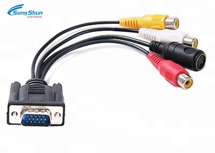 RCA TV VGA Monitor Cable , S-Video 3 RCA AV PC Computer Television Adapter Cable