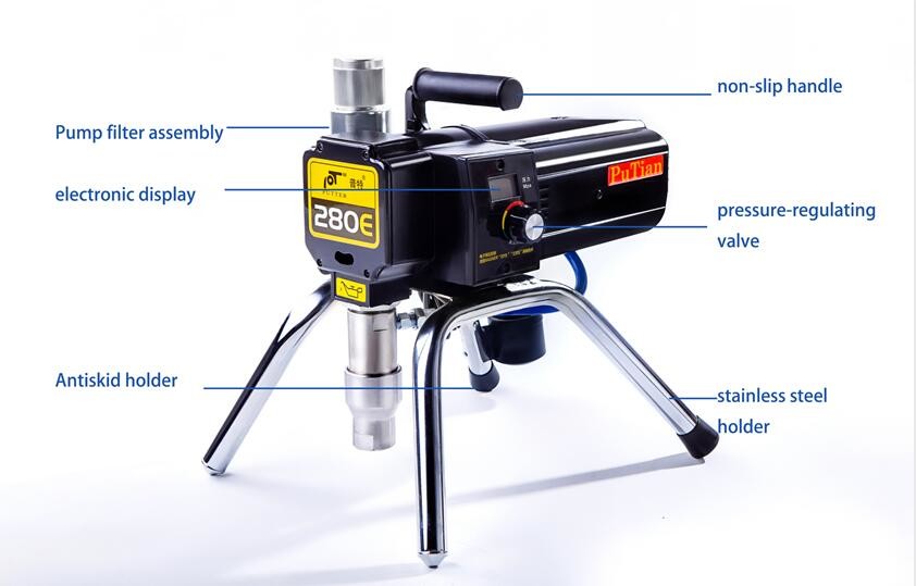 PT280E 525 Nozzle Portable Airless Paint Sprayer With Electrical Pressure Controller