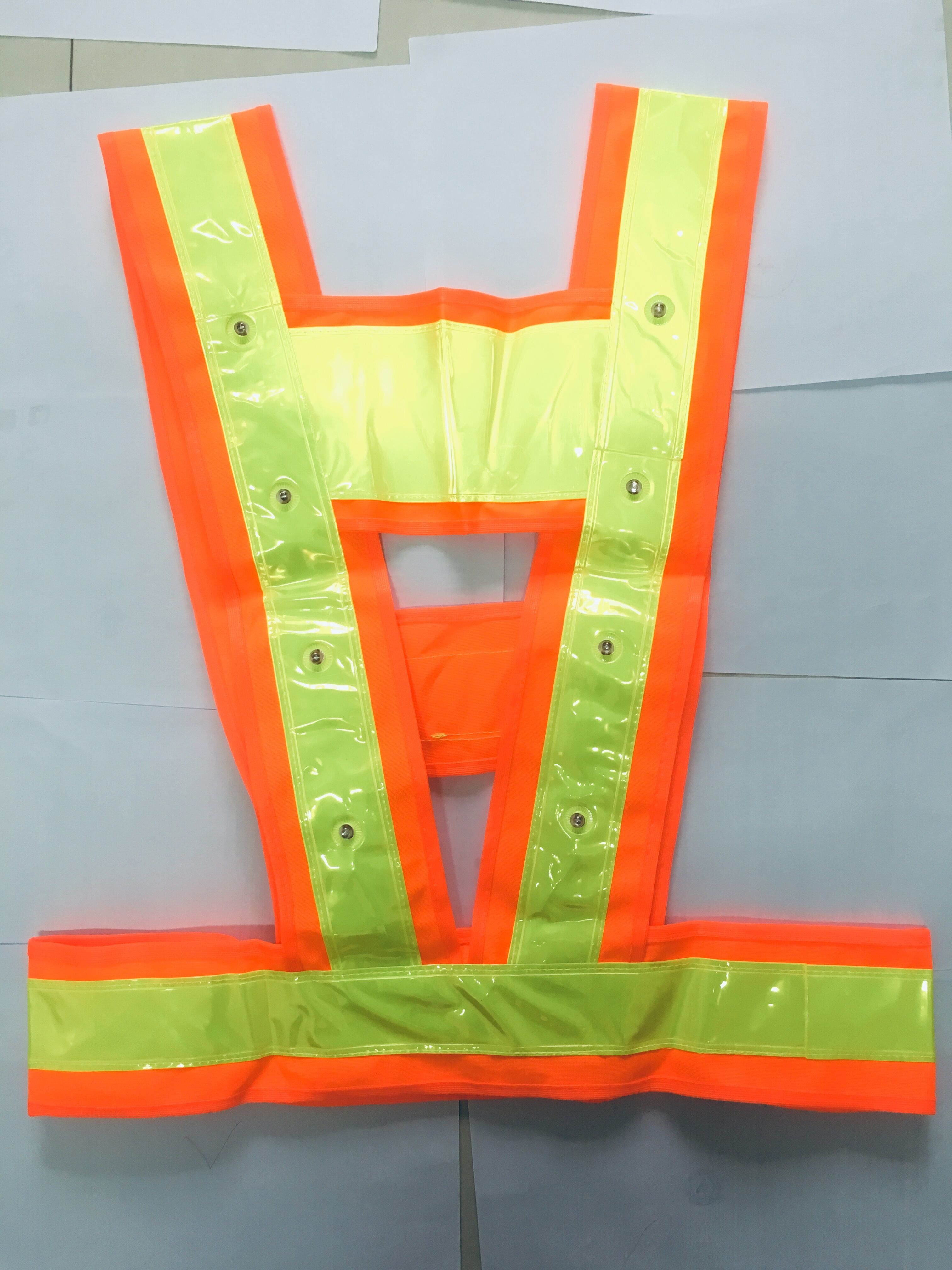 Orange Yellow LED Light Safety Vests Polyester Safety Vest 120 Grams