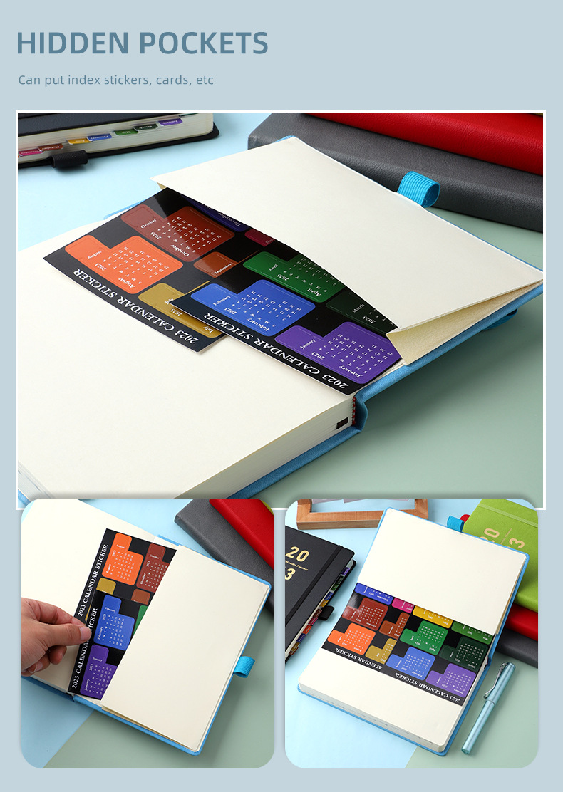 Custom A5 Printed Pu Hardcover Notebook With Elastic Band For Business Customized Logo
