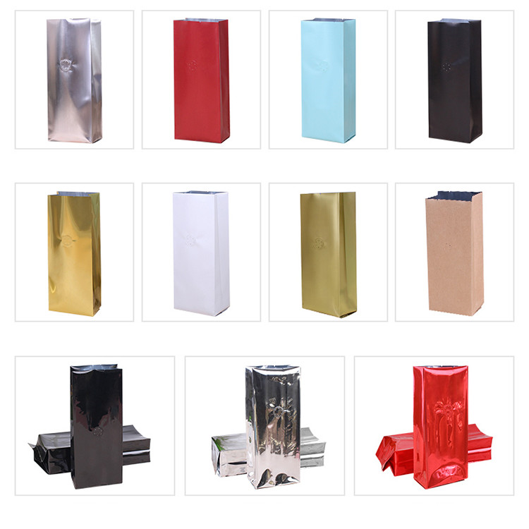 Glossy Matte Laminated Four Side Sealed Coffee Pouches 150 Microns with Valve And Tin Tie