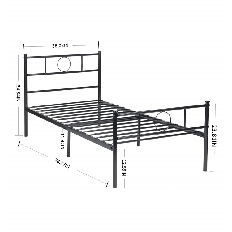 Electrostatic Coating Metal Frame Single Bed All Iron 12inch Gap