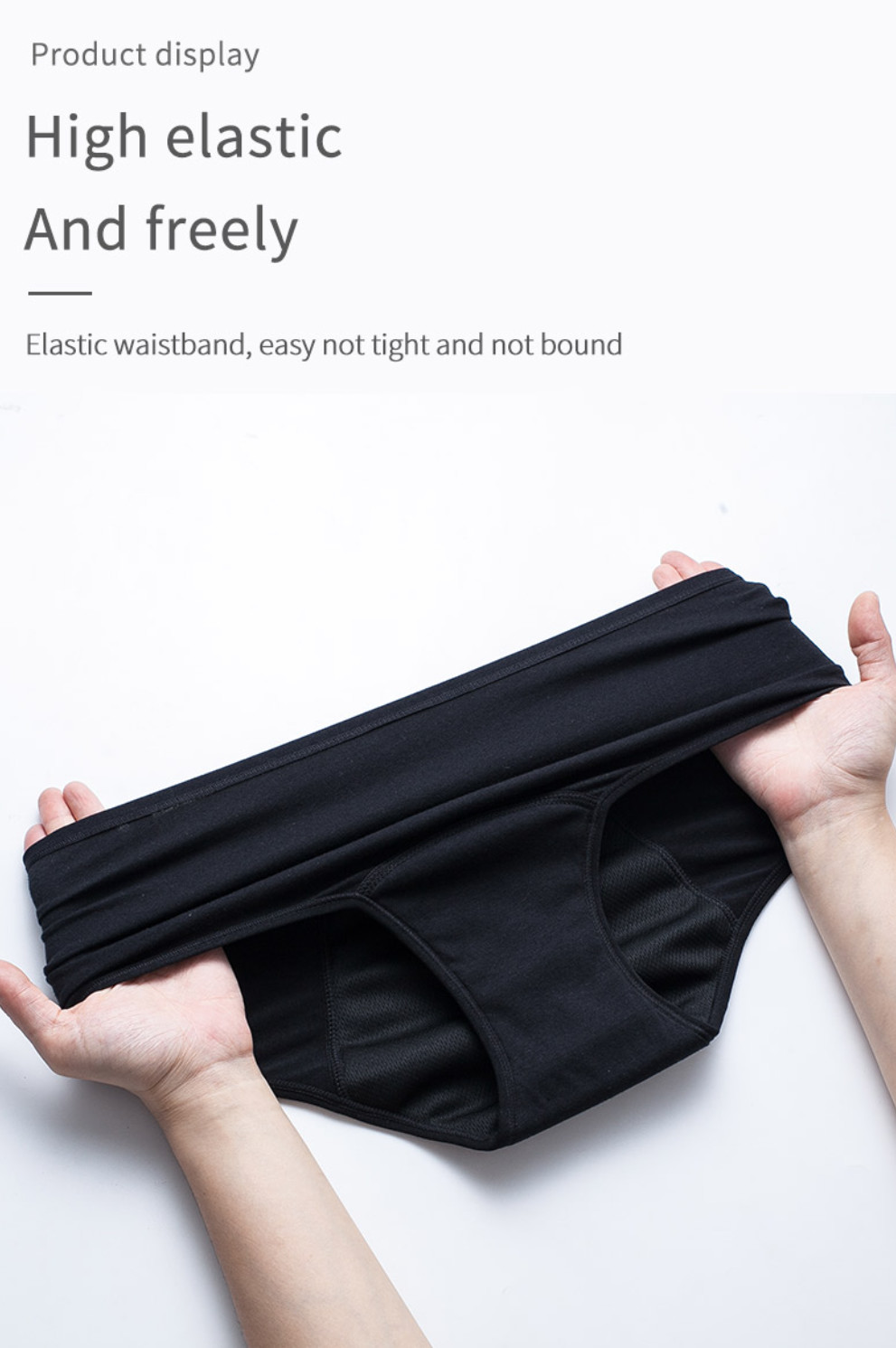 Organic Period Pantie Underwear 4 Layers High Waist Menstrual Panties Heavy Flow