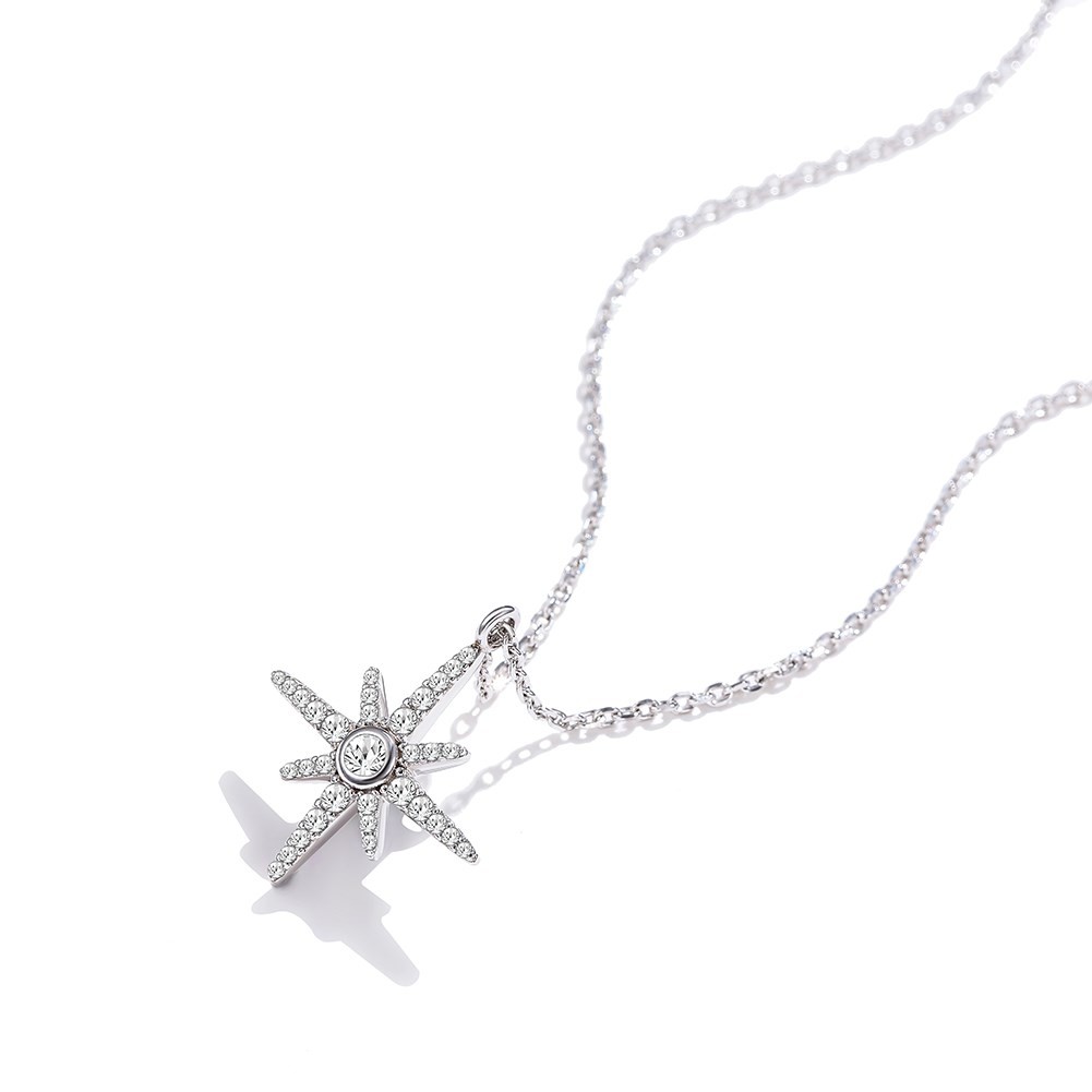 3x2cm Sterling Silver Necklace Chains AAAAA CZ White Gold Plated Necklace