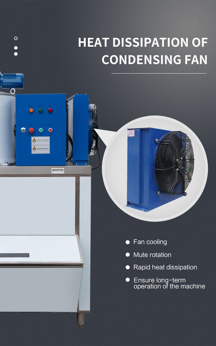 Stainless Steel Geneglace Flake Ice Machine 1 Ton Frosty Snow Cone Machine Air Cooling