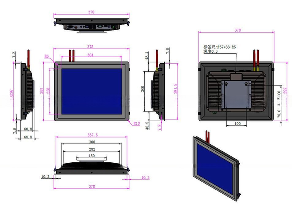 15 Inch TFT LCD Waterproof Industrial Metal Casing Resistive Touch Screen Monitor Display Single Point Touch