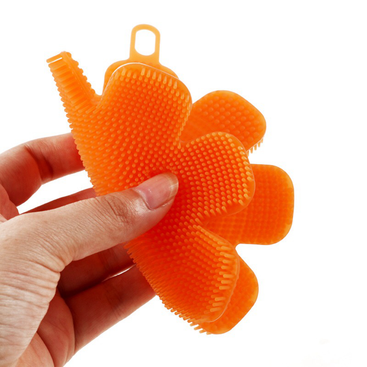 Fancy reusable high quality silicone cleaning pad plum blossom brush soft cleaning tool kitchen tool customized silicone brush