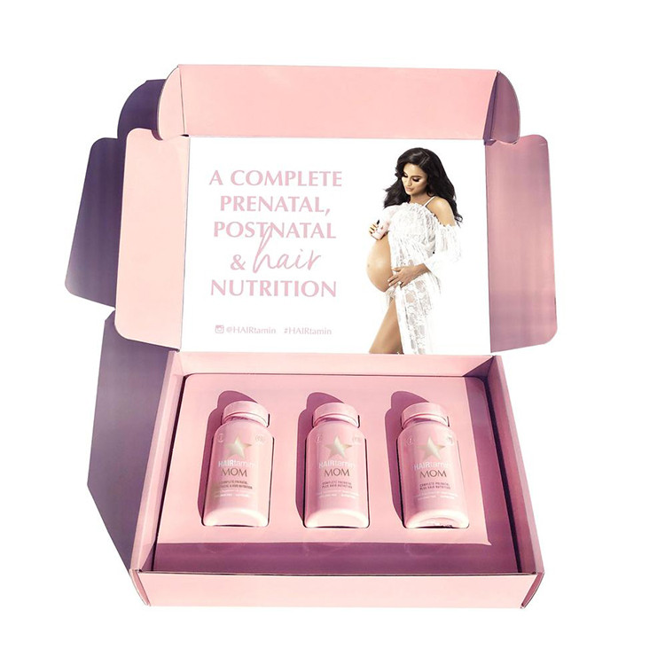 PDF AI Pink Cardboard Flip Cosmetic Packaging Paper Box Aqueous Coating