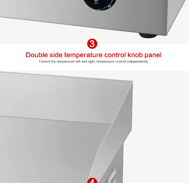 Electric Countertop Flat Griddle Plate Silver White 35kg Double Temperature Control Panel
