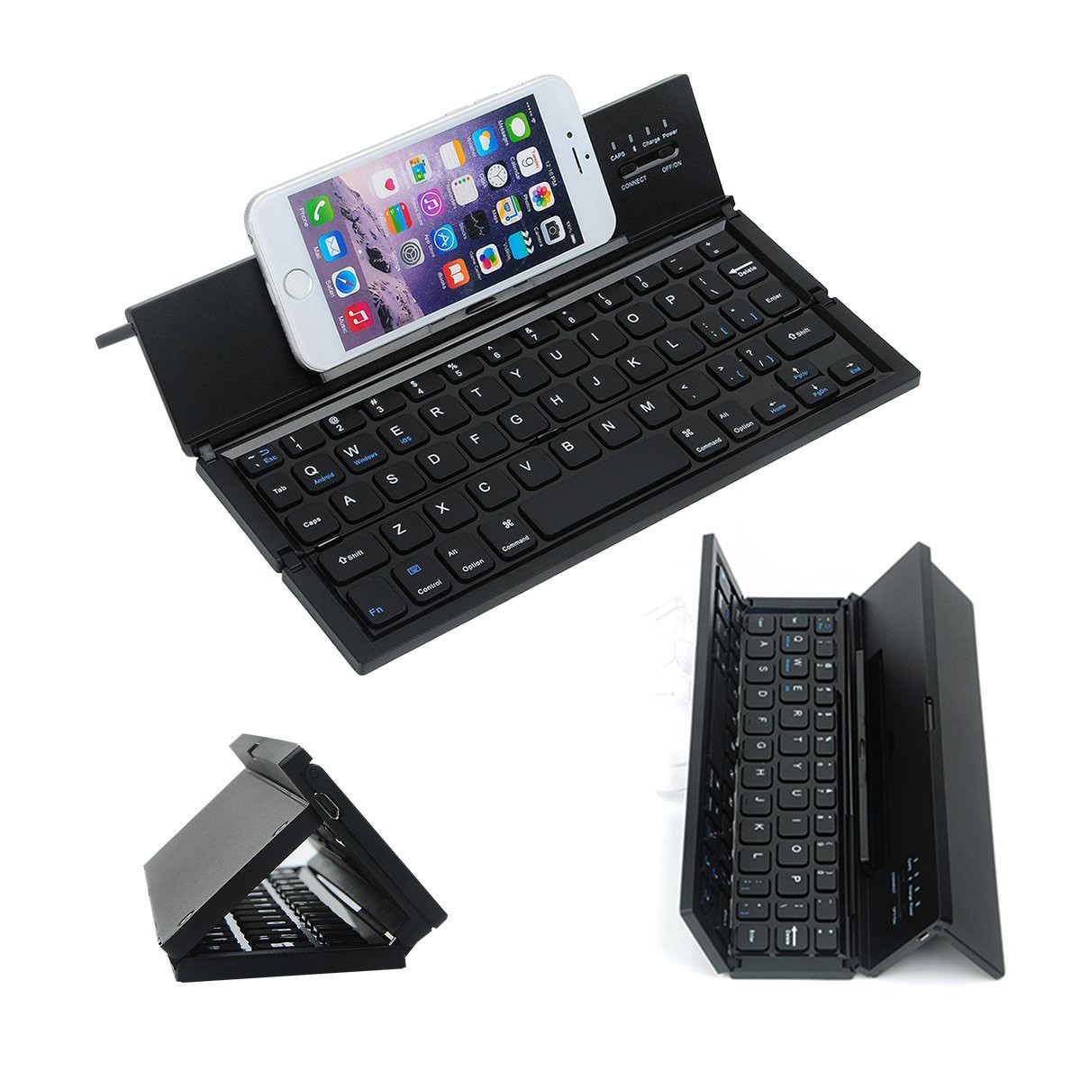 Metal Aluminum Alloy 3 Level Foldable Bluetooth Keyboard Rechargeable Portable Folding Wireless Keyboard