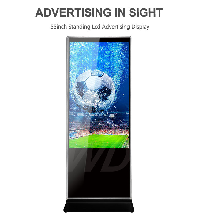 Black Vertical HD 2K 4K Intel Core I7 Floor Standing Digital Signage For Ads