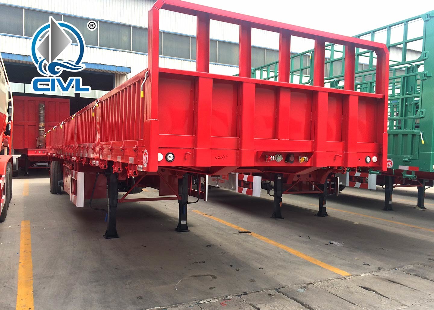 Three Axle Sidewall Semi Trailer , Cargo Semitrailer Semi Truck Trailer