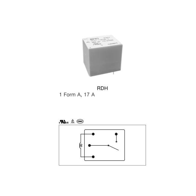 RDH-112DM3 0.36W 17A 12V SPST Relay Class A Insulation AgNi AgSnO2 General Purpose Relay