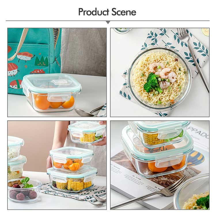 Microwave Oven Safe High Borosilicate Glass Lunch Box With Plastic Lid