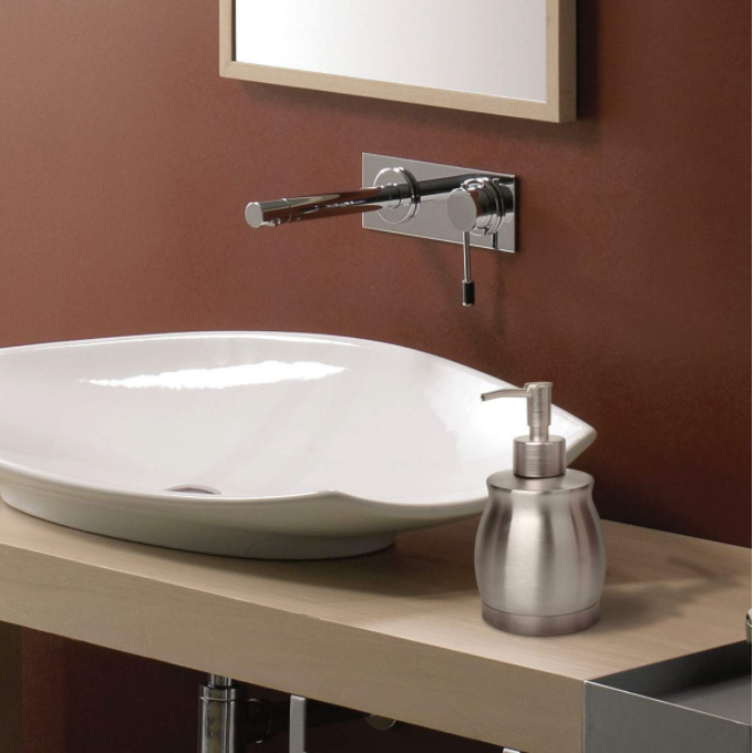 Manual Hand Bathroom Soap Stand 390ml Stainless Steel Liquid Soap Container